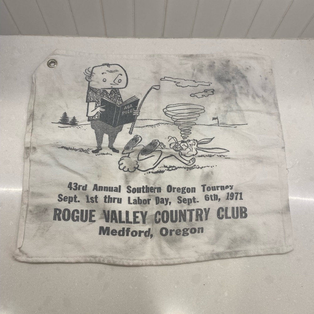 Vintage 1960’s 1970’s Southern Oregon Golf Tournament Golf Towel Medford Oregon